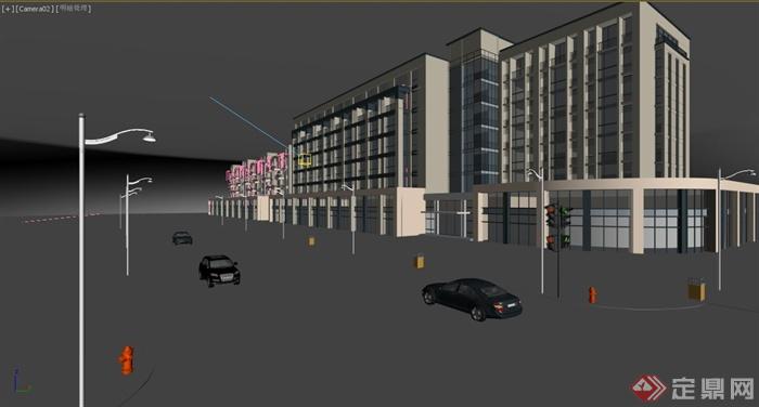 某沿街商住楼建筑设计3DMAX模型（附效果图）(3)