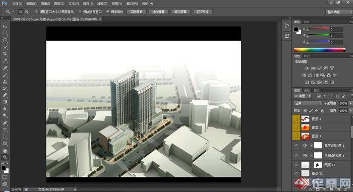 某现代风格商务大厦建筑设计3dmax模型（含效果图）(7)