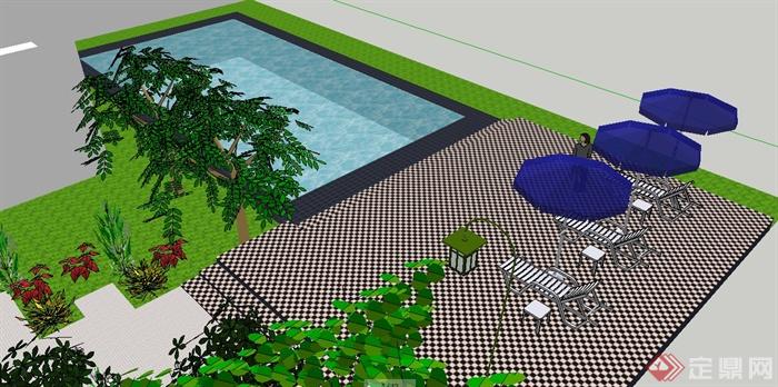 某别墅庭院景观设计su模型（含cad、ppt、su）(2)