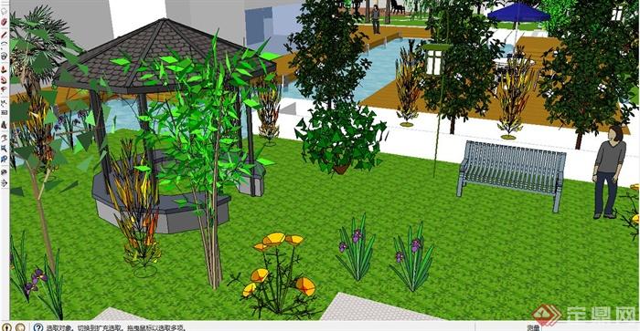 某别墅庭院景观设计su模型（含cad、ppt、su）(3)