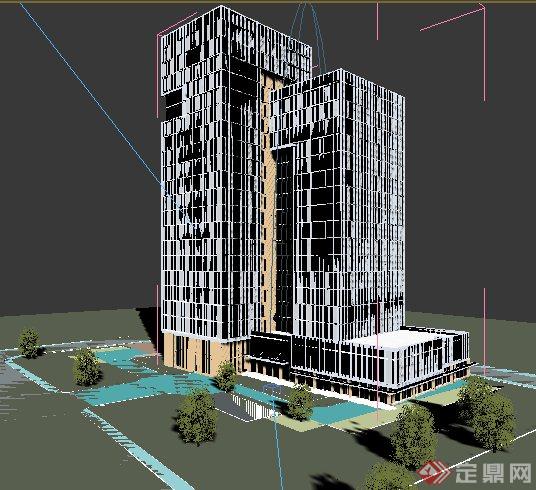 某现代风格亚太总部办公大厦建筑设计3dmax模型（含效果图）(2)