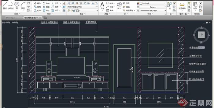 某现代室内节点电视柜背景墙设计CAD施工图(2)