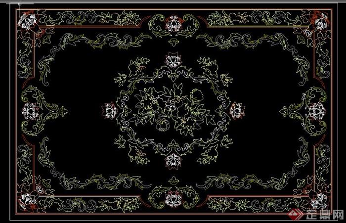 室内装饰花纹地毯cad平面样式(1)