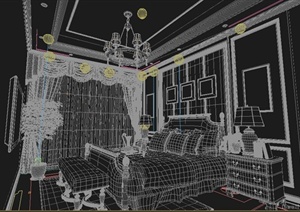 某现代美式住宅室内卧室家装设计3DMAX模型