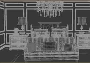 美式风格卧室室内装饰设计3dmax模型