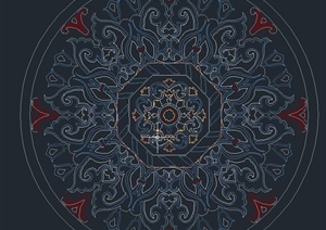 圆形地毯设计CAD平面图