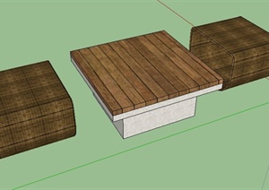 一组简约庭院桌椅设计SU(草图大师)模型