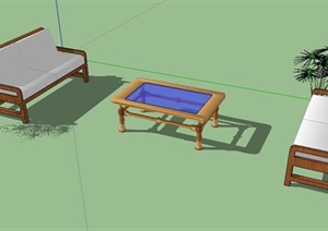 某混搭风格庭院桌椅设计SU(草图大师)模型