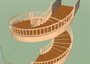 室外旋转楼梯设计SU(草图大师)模型