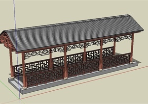 中式走廊设计SU(草图大师)模型