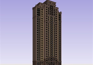 独栋新古典高层住宅建筑设计SU(草图大师)模型