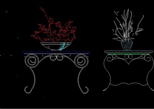 花桌与铁艺围栏设计CAD图