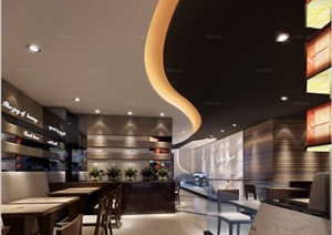 某现代风格咖啡厅室内设计3dmax模型