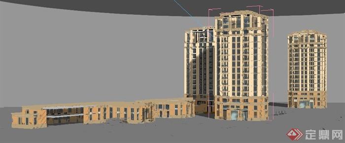 新古典风格高层商住建筑设计3dmax模型（含效果图）(2)