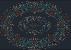 椭圆形花毯设计CAD平面图