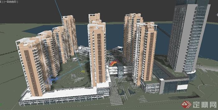 某现代风格商住小区建筑景观3dmax模型（含效果图）(3)