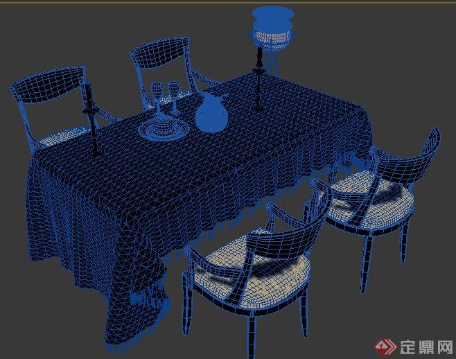 现代风格室内装饰餐桌椅3dmax模型(1)