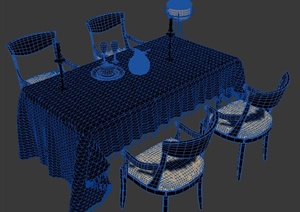 现代风格室内装饰餐桌椅3dmax模型