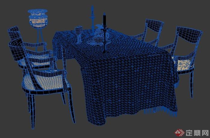 现代风格室内装饰餐桌椅3dmax模型(2)