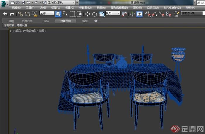 现代风格室内装饰餐桌椅3dmax模型(3)