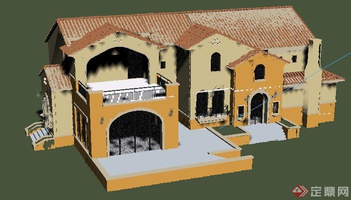 欧式风格度假别墅建筑设计3dmax模型（含效果图）(4)