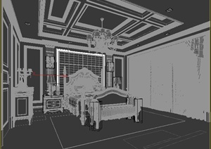 某住宅美式风格卧室室内装饰3dmax模型