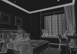 现代某住宅空间卧室家装设计方案3DMAX模型