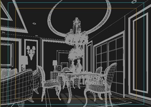 欧式餐厅客厅室内装饰3DMAX模型