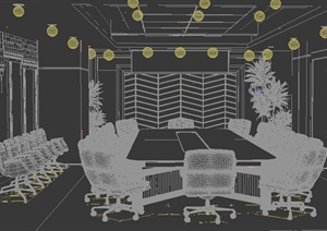 现代风格办公会议室室内装饰3dmax模型