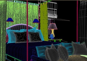 某美式住宅室内卧室家装设计方案3DMAX模型