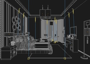 中式风格住宅卧室室内装饰3dmax模型
