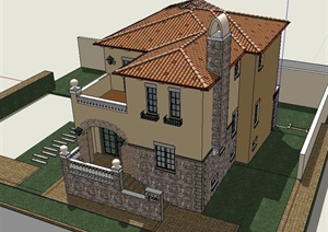 一栋三层欧式别墅建筑设计US模型