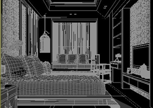 中式风格住宅卧室室内设计3dmax模型