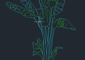 一棵盆栽植物的CAD立面图素材