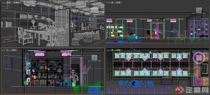 中式风格私人办公茶室室内设计3dmax模型(3)