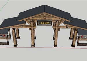 一个中式门廊设计SU(草图大师)模型