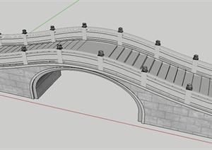 一个中式石拱桥设计SU(草图大师)模型