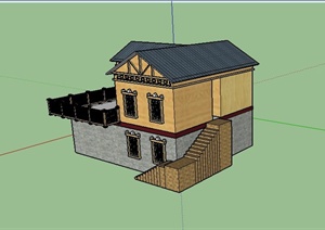 某两层乡村住宅建筑设计SU(草图大师)模型