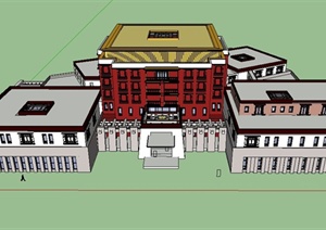 某现代中式民族民族风格酒店建筑设计SU(草图大师)模型