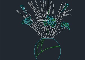 一颗盆栽植物设计CAD立面图