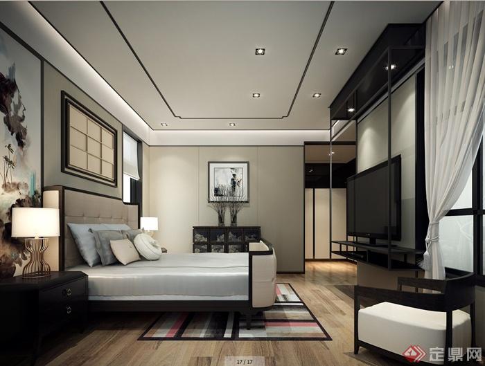现代某别墅室内客厅与主卧设计3DMAX模型+CAD施工图+PSD效果图(3)