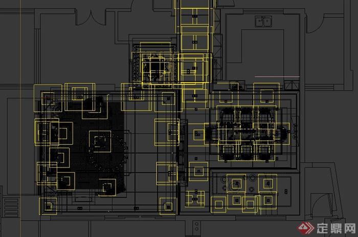 现代某别墅室内客厅与主卧设计3DMAX模型+CAD施工图+PSD效果图(7)