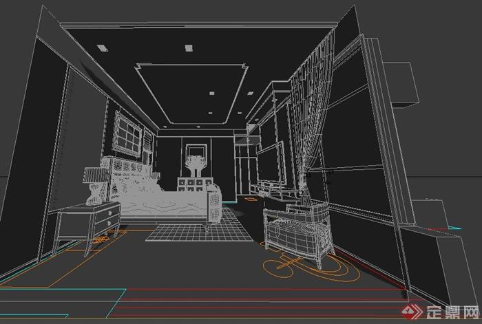 现代某别墅室内客厅与主卧设计3DMAX模型+CAD施工图+PSD效果图(8)