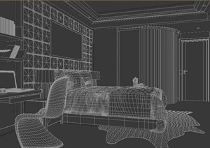 某现代住宅空间室内卧室家装设计方案3DMAX模型