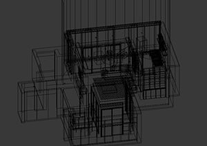 某现代住宅空间室内客厅与阳台设计3DMAX模型