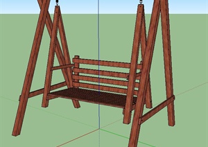 现代风格木制秋千椅SU(草图大师)模型