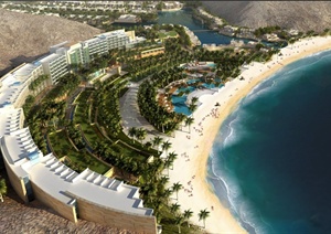 某现代海滩度假酒店建筑景观设计3DMAX模型与PSD效果图