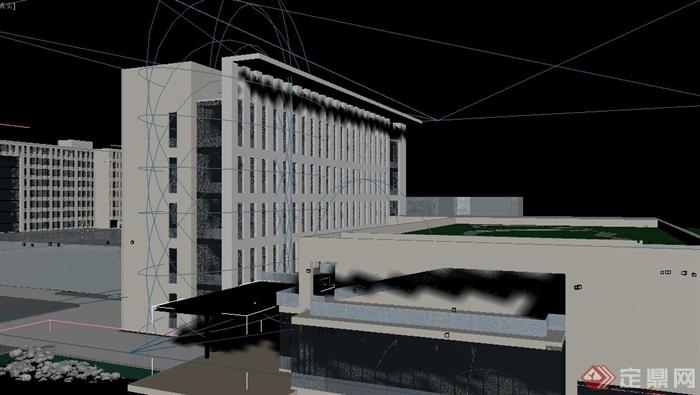 某现代中职党校两栋教学楼建筑设计3DMAX模型与PSD效果图(7)