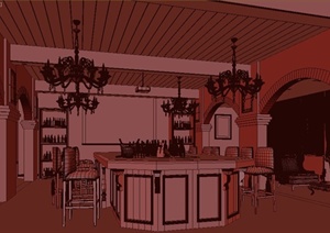 某欧式住宅空间餐厅家装设计方案3DMAX模型