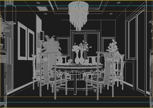 现代中式厨房、餐厅室内设计3DMAX模型